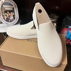 Rothy's Cream Slip-On Loafers with Knit Upper